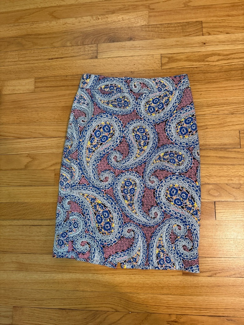 J.Crew Paisley No. 2 Pencil Skirt Size 6 Pink Blue Preppy Workwear Career